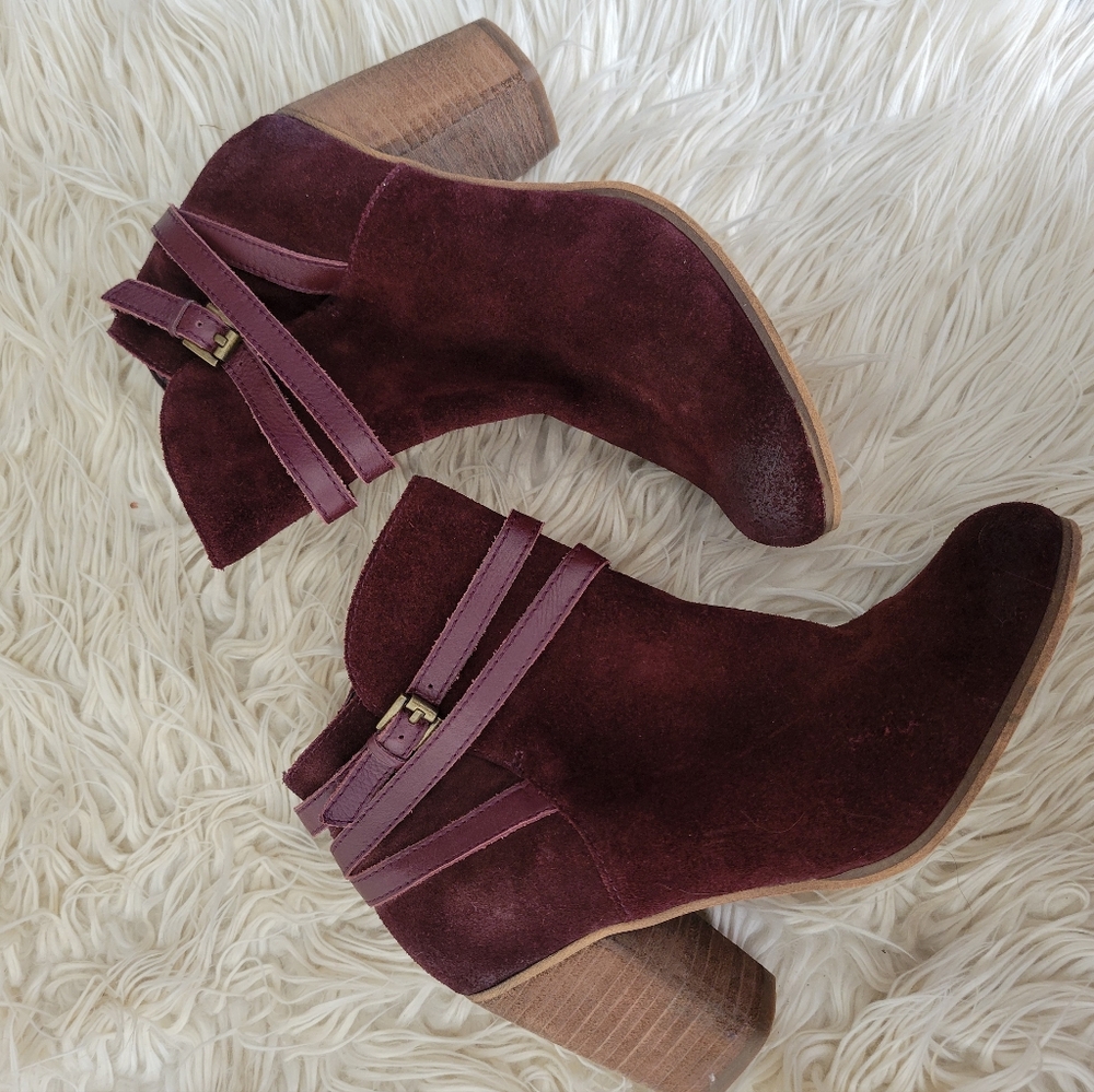 Bp Nordstrom "Tandem" burgundy suede ankle booties